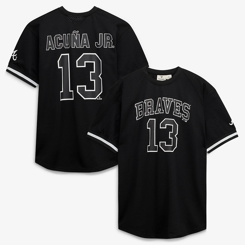 Men's Fanatics Ronald Acuña Jr. Black/White Atlanta Braves Big & Tall Heavyweight Mesh Jersey