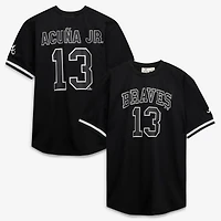 Men's Fanatics Ronald Acuña Jr. Black/White Atlanta Braves Big & Tall Heavyweight Mesh Jersey