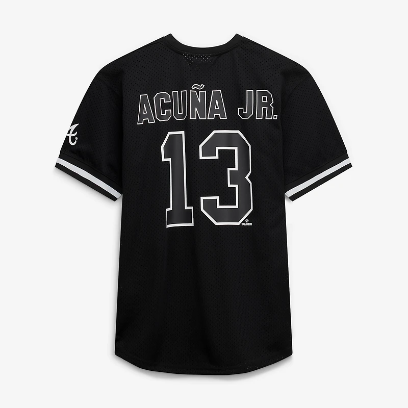 Men's Fanatics Ronald Acuña Jr. Black/White Atlanta Braves Big & Tall Heavyweight Mesh Jersey