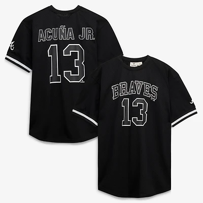 Men's Fanatics Ronald Acuña Jr. Black/White Atlanta Braves Big & Tall Heavyweight Mesh Jersey
