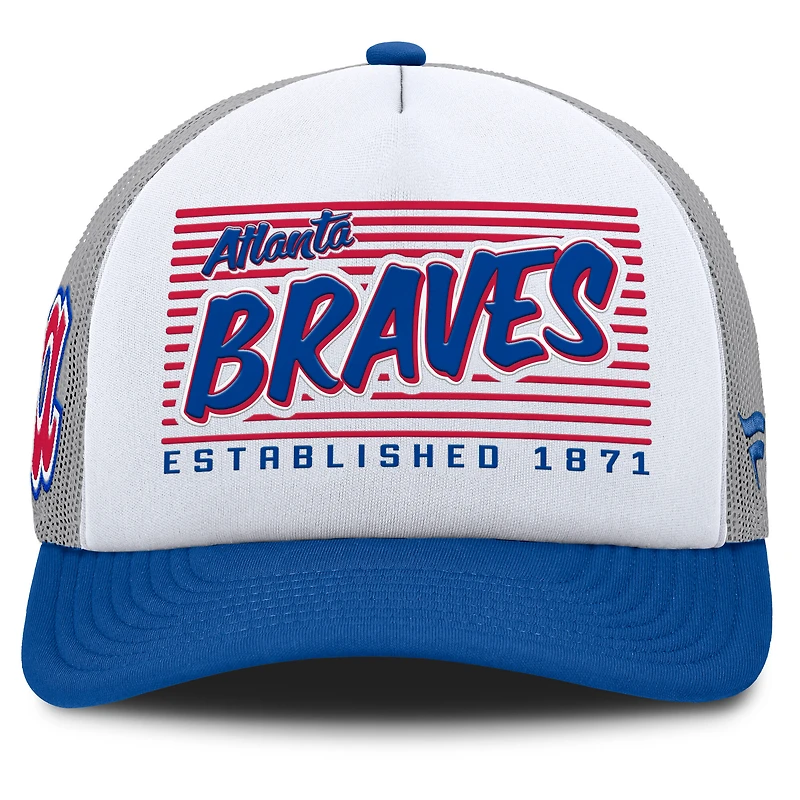 Men's Fanatics White/Royal Atlanta Braves On Deck A-Frame Snapback Hat