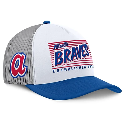 Men's Fanatics White/Royal Atlanta Braves On Deck A-Frame Snapback Hat