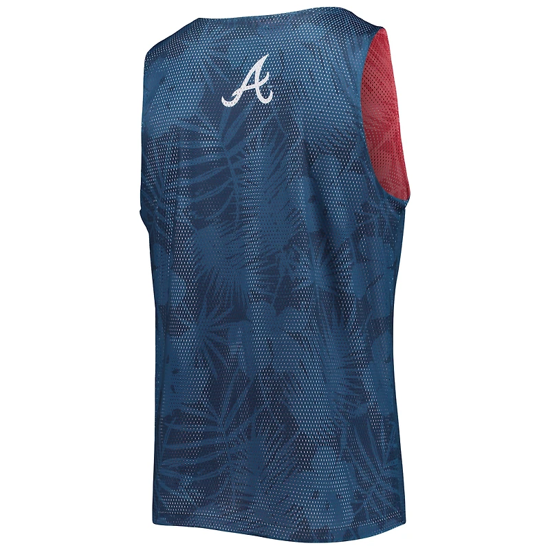 Débardeur en maille réversible à fleurs FOCO Atlanta Braves pour homme, bleu marine