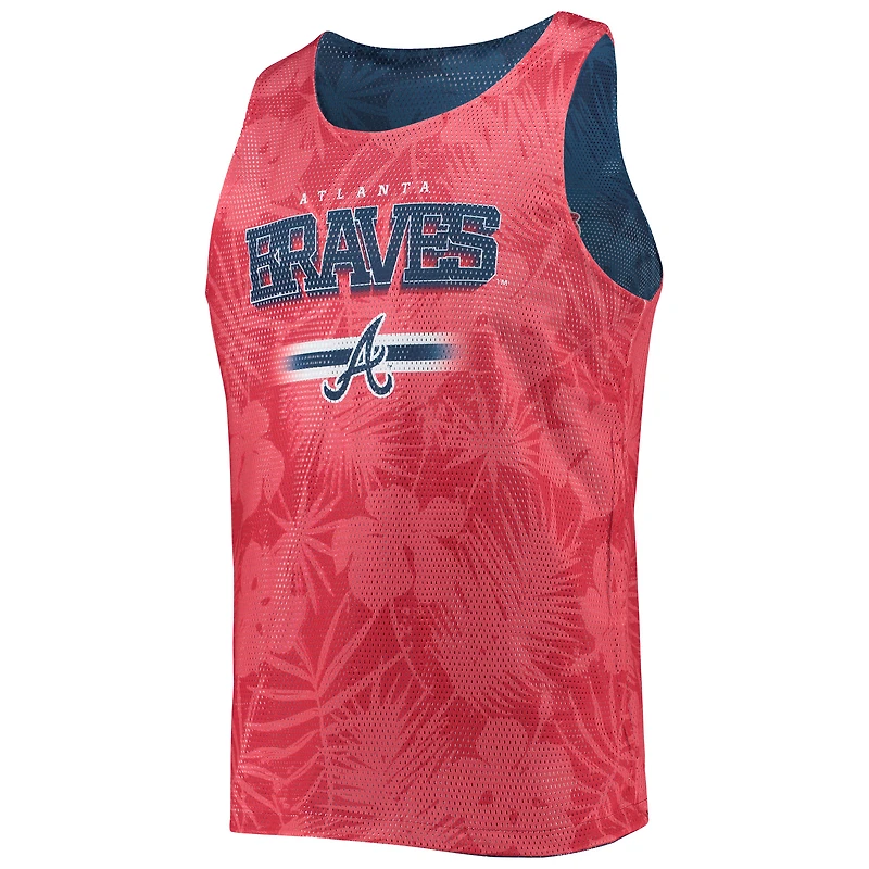 Débardeur en maille réversible à fleurs FOCO Atlanta Braves pour homme, bleu marine
