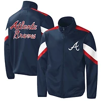 Blouson à glissière pleine longueur Atlanta Braves G-III Sports by Carl Banks pour homme, bleu marine