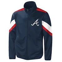 Blouson à glissière pleine longueur Atlanta Braves G-III Sports by Carl Banks pour homme, bleu marine