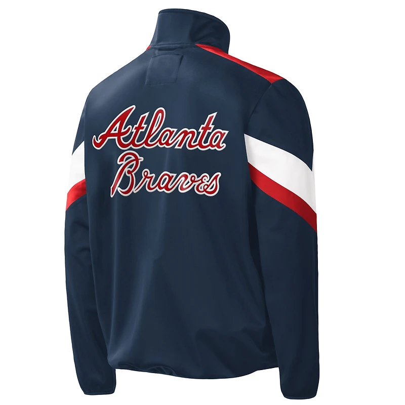 Blouson à glissière pleine longueur Atlanta Braves G-III Sports by Carl Banks pour homme, bleu marine