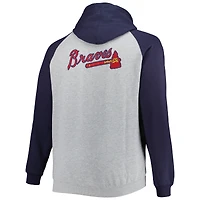 Sweat à capuche raglan Big & Tall Atlanta Braves gris chiné/bleu marine pour homme