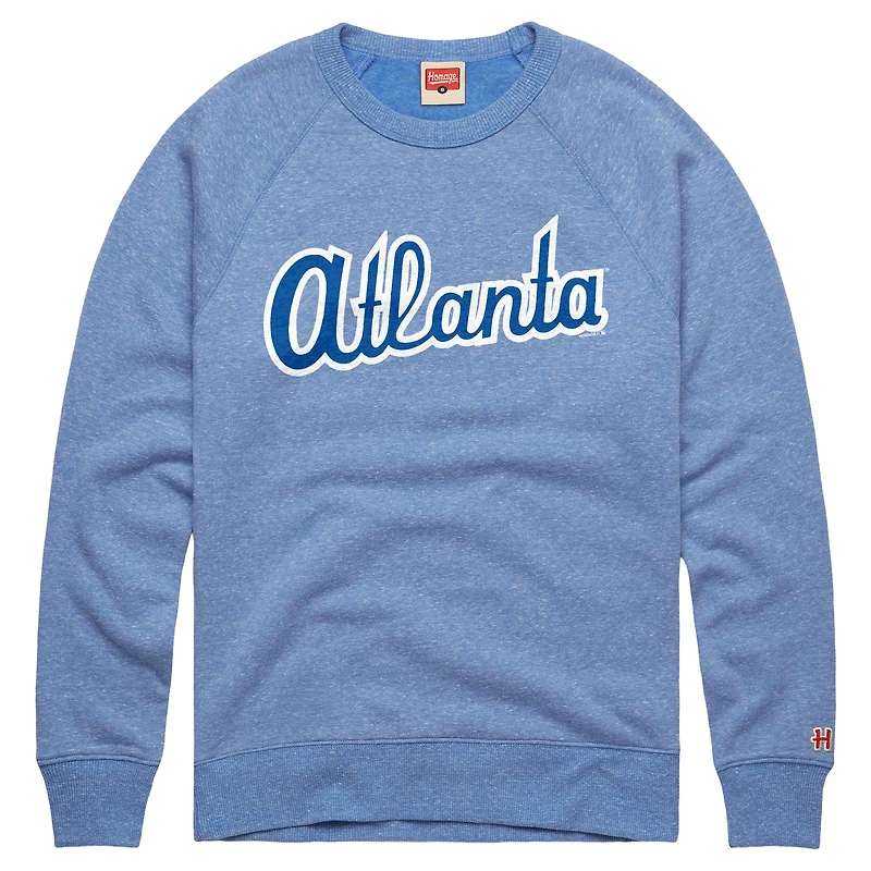 Sweat-shirt raglan en mélange de trois matières, bleu clair, Atlanta Braves, collection Cooperstown, pour homme