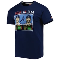 T-shirt à trois mélanges hommage Matt Olson et Austin Riley pour hommes, bleu marine, Atlanta Braves MLB Jam