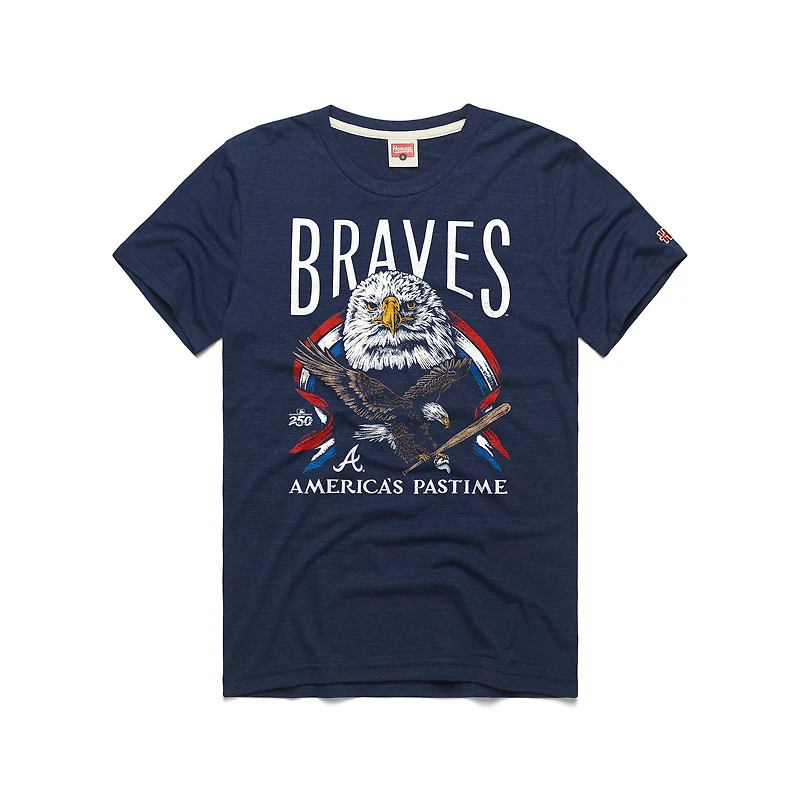 Men's Homage  Navy Atlanta Braves America's Pastime Tri-Blend T-Shirt