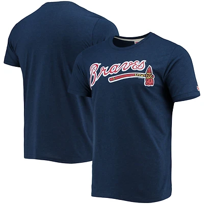 T-shirt Tri-Blend Homme Hommage Bleu Marine Atlanta Braves Logo Dessiné À La Main