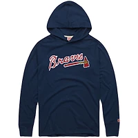 Sweat à capuche léger trois bandes bleu marine pour homme, motif raglan, hommage aux Braves d'Atlanta