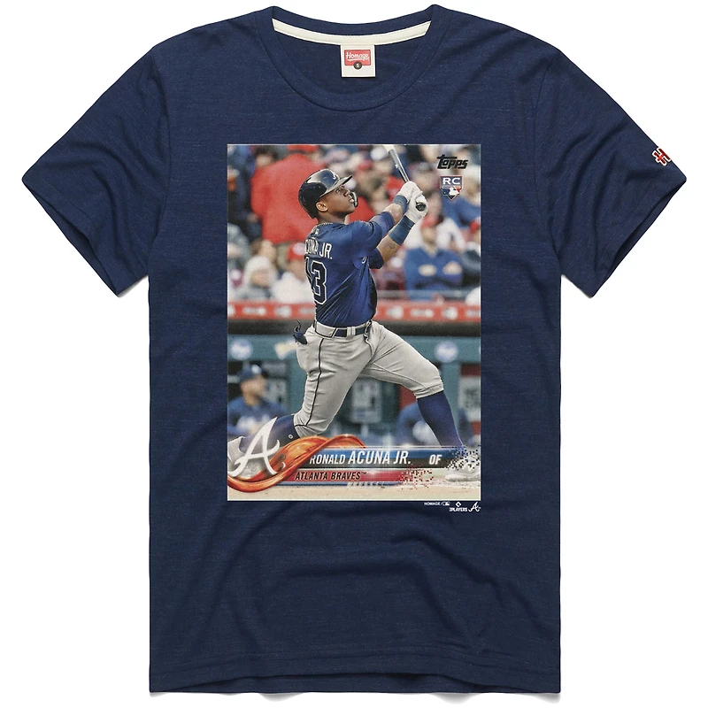 T-shirt hommage pour homme, bleu marine, Ronald Acuña Jr., Atlanta Braves 2021, Topps Baseball Card Player