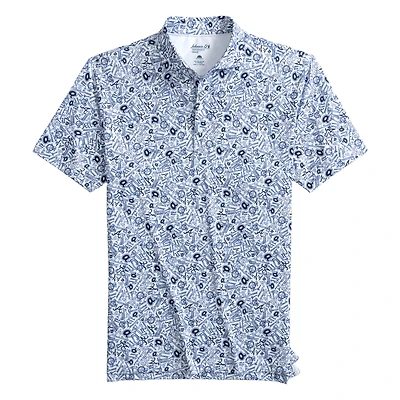 Polo Performance Johnnie-O blanc à imprimé intégral des Braves d'Atlanta pour homme