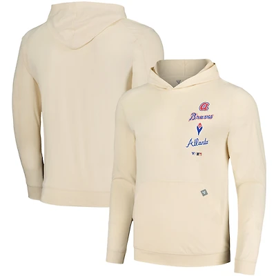 Men's Levelwear Cream Atlanta Braves Base Line Pullover Hoodie