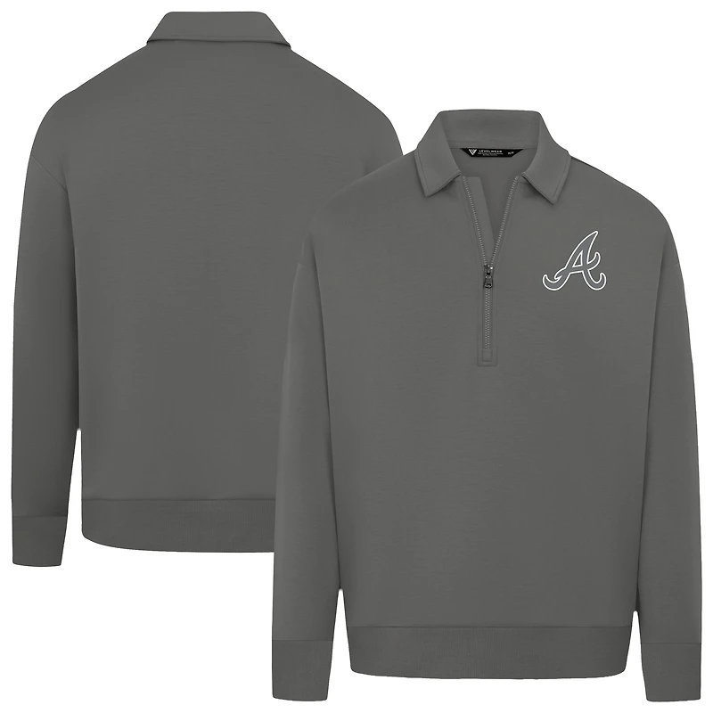 Pull à fermeture éclair quart de tour luxe gris Atlanta Braves pour homme Levelwear