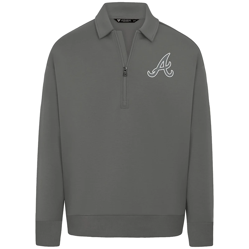Men's Levelwear Gray Atlanta Braves Luxe Signature Quarter-Zip Pullover