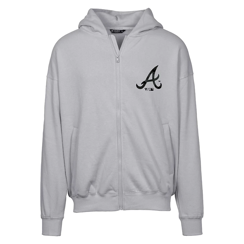Men's Levelwear Gray Atlanta Braves Oversized Uphill Digital Camo Full-Zip Hoodie