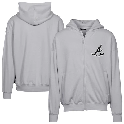 Men's Levelwear  Gray Atlanta Braves Oversized Uphill Digital Camo Full-Zip Hoodie