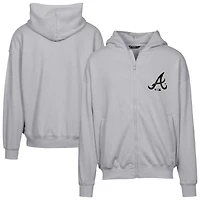 Men's Levelwear  Gray Atlanta Braves Oversized Uphill Digital Camo Full-Zip Hoodie