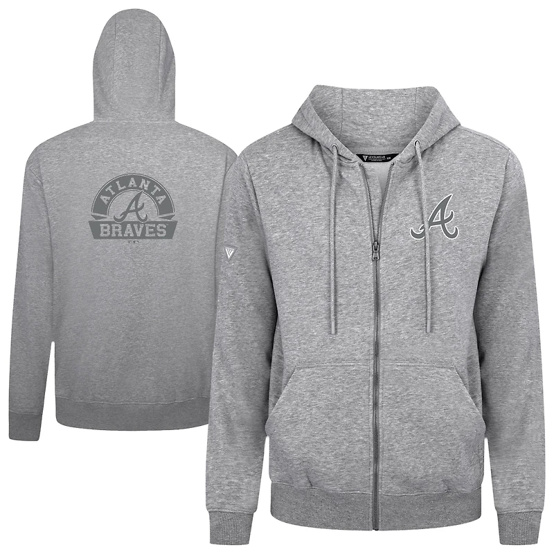 Sweat à capuche zippé gris Atlanta Braves Podium Chenille pour homme