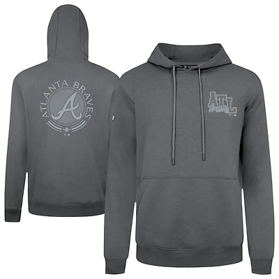 Men's Levelwear Gray Atlanta Braves Podium Valiant Pullover Hoodie