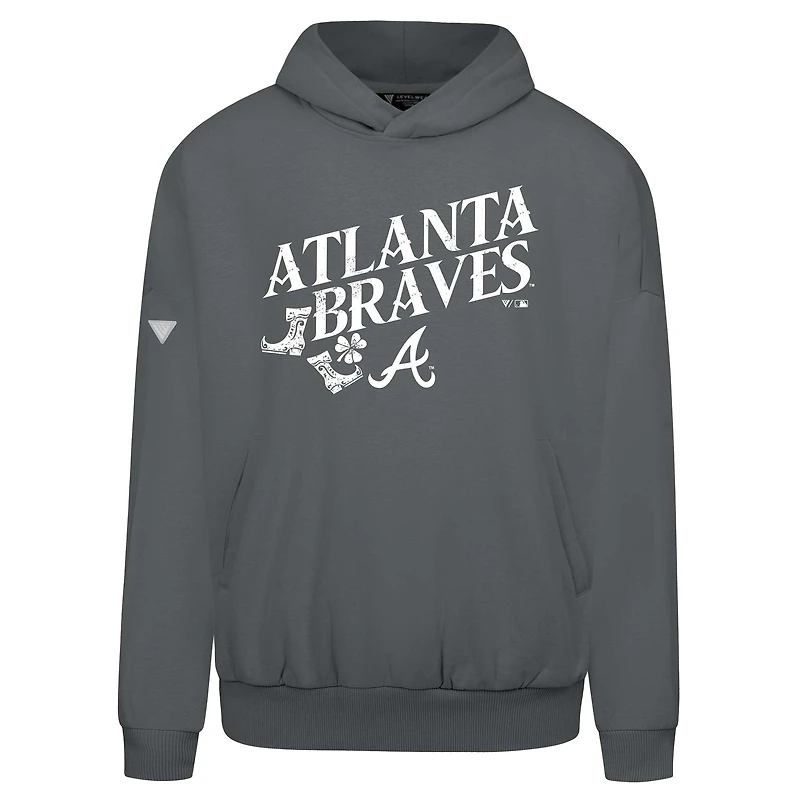 Men's Levelwear  Gray Atlanta Braves St. Patrick's Day Pullover Hoodie