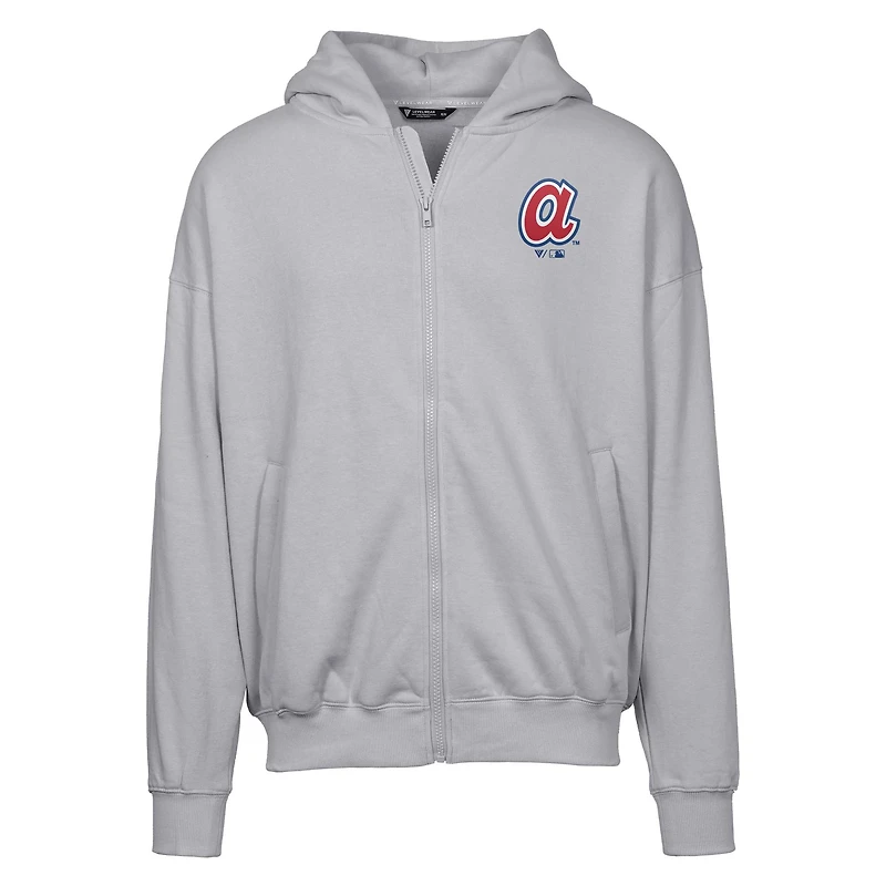 Men's Levelwear  Gray Atlanta Braves Uphill City Core Logo Full-Zip Hoodie