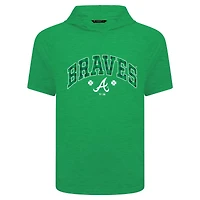 T-shirt à capuche manches courtes et carreaux pour homme Levelwear Green Atlanta Braves St. Patrick's Day