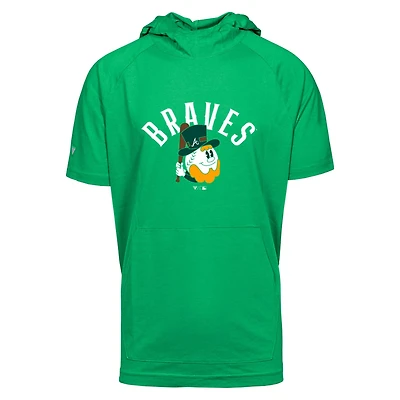 Men's Levelwear  Green Atlanta Braves St. Patrick's Day Phase Short Sleeve Raglan Hoodie
