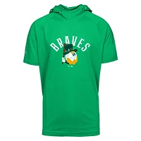 Men's Levelwear  Green Atlanta Braves St. Patrick's Day Phase Short Sleeve Raglan Hoodie