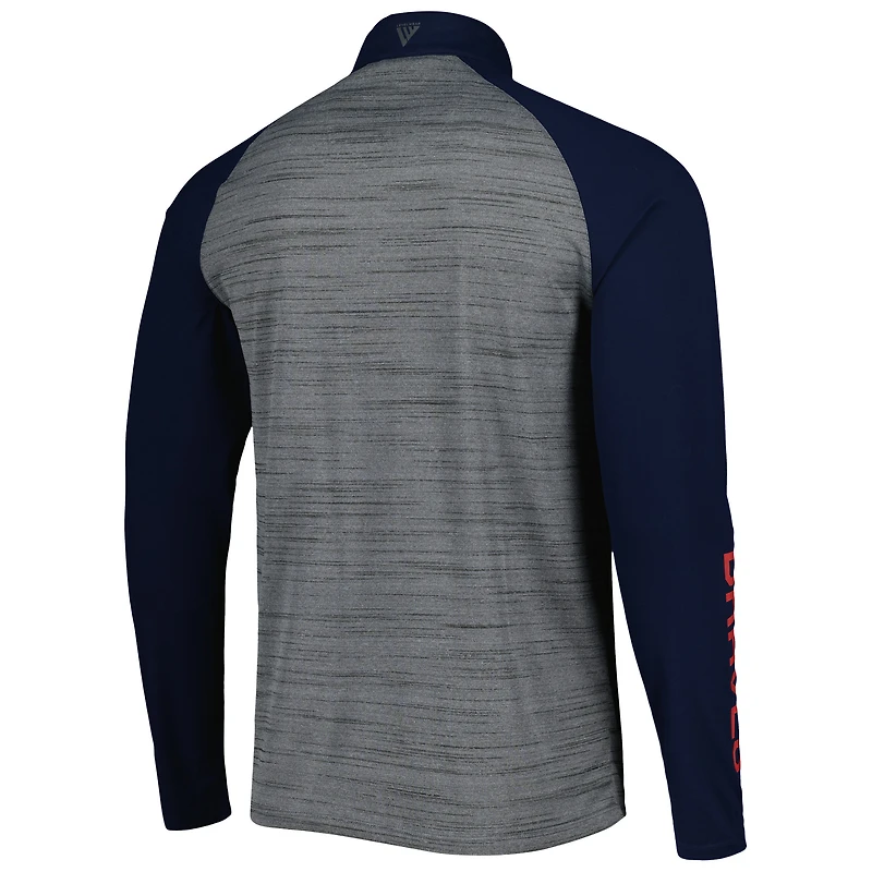 Haut à quart de zip raglan Levelwear Atlanta Braves gris chiné pour homme