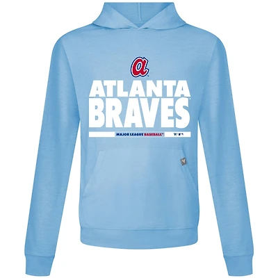 Men's Levelwear  Light Blue Atlanta Braves Relay Center Stage Long Sleeve Hooded T-Shirt