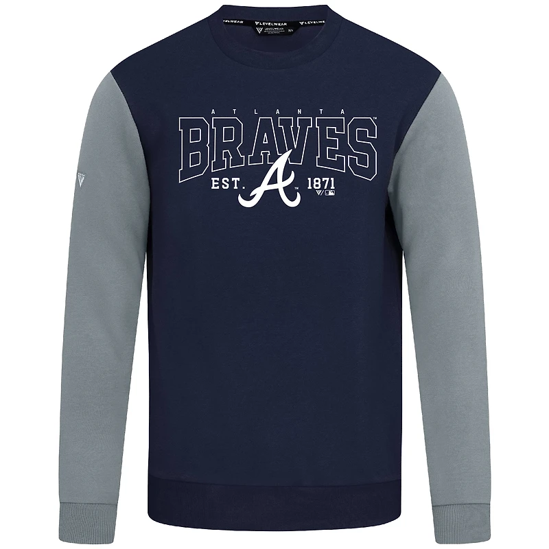 Sweat-shirt bleu marine Levelwear pour homme, Accolade Ultimate Textbook, Atlanta Braves