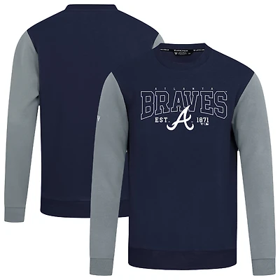 Men's Levelwear Navy Atlanta Braves Accolade Ultimate Textbook Pullover Sweatshirt