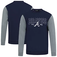 Men's Levelwear Navy Atlanta Braves Accolade Ultimate Textbook Pullover Sweatshirt