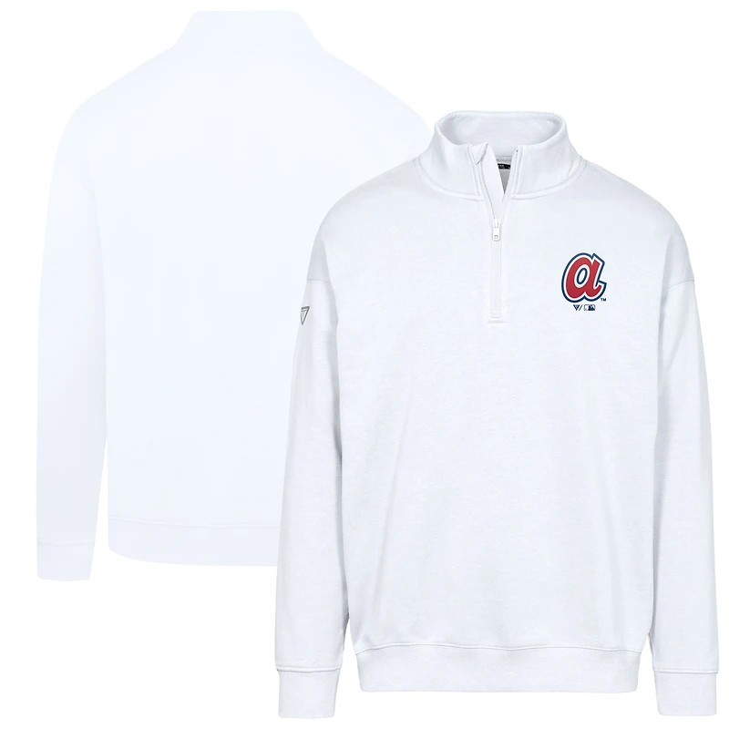 Sweat-shirt à fermeture éclair quart de tour Murray blanc la collection Cooperstown des Braves d'Atlanta pour homme