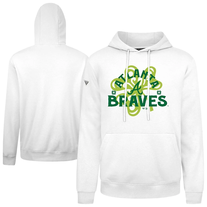 Sweat à capuche blanc Atlanta Braves St. Patrick's Day Podium Shamrock pour homme Levelwear