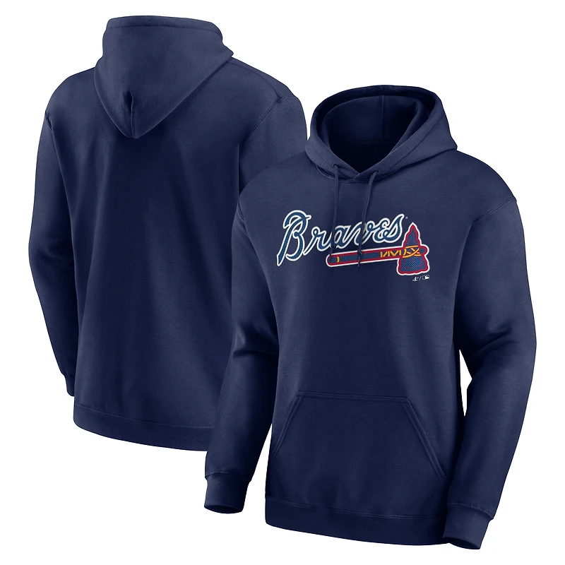 Sweat à capuche Atlanta Braves bleu marine pour homme avec logo et inscription