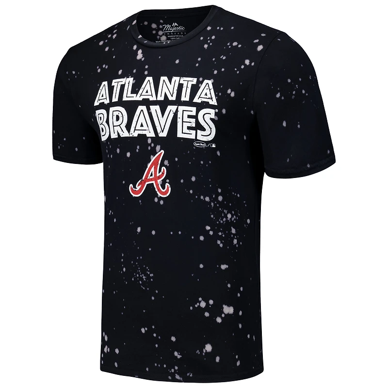 Men's Majestic Threads Black/White Atlanta Braves Splatter T-Shirt
