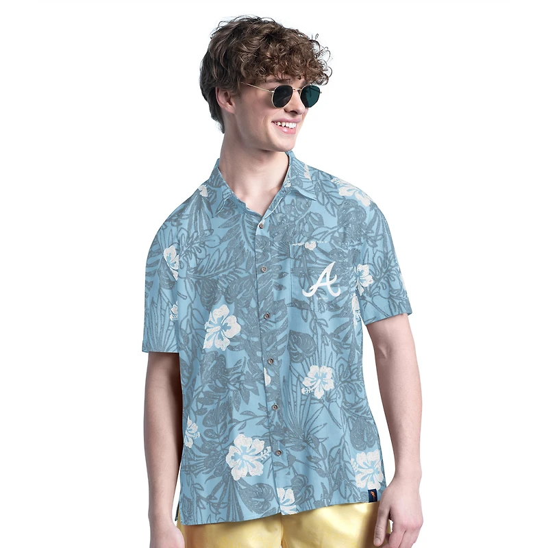 Men's Margaritaville Blue Atlanta Braves Palm Shade Party Button-Up Shirt