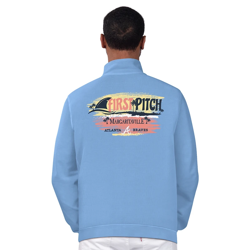 Pull zippé bleu clair Margaritaville pour homme des Braves d'Atlanta First Pitch