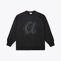 Men's Mitchell & Ness  Black Atlanta Braves Phantom Fleece Crewneck Sweatshirt