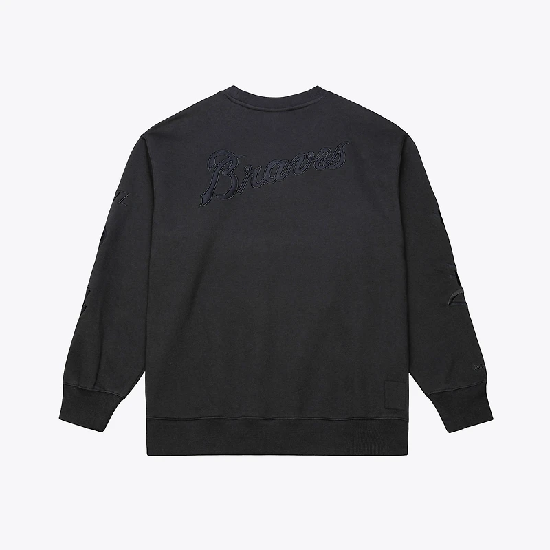 Sweat-shirt à col rond en polaire Phantom noir Mitchell & Ness Atlanta Braves pour homme