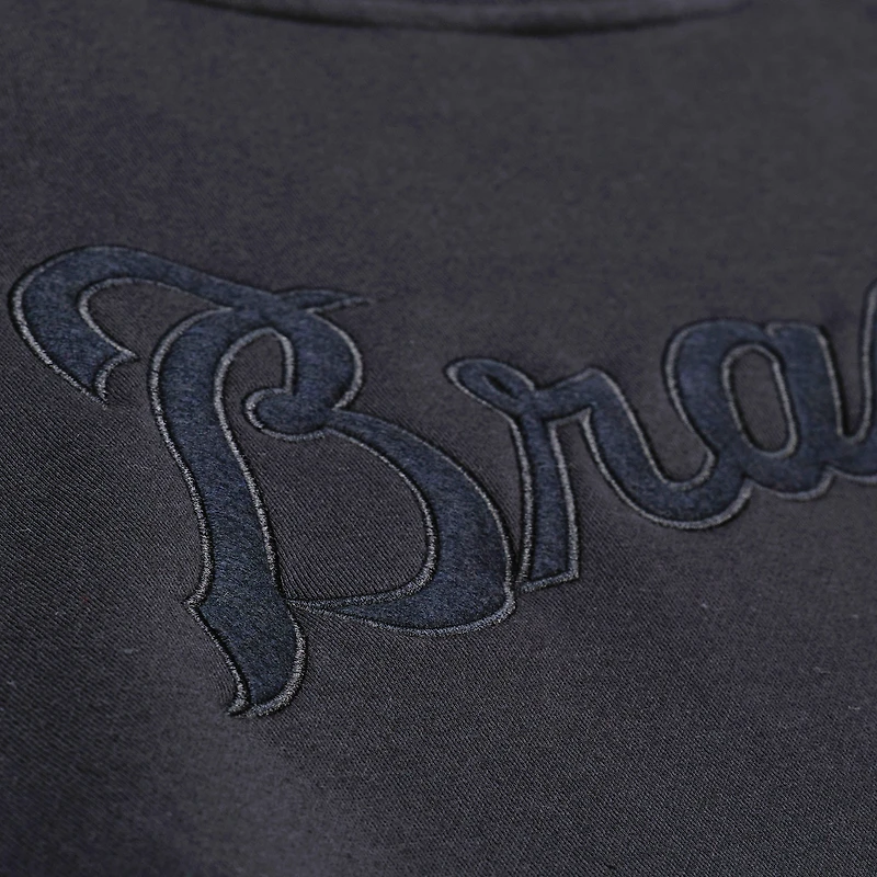 Sweat-shirt à col rond en polaire Phantom noir Mitchell & Ness Atlanta Braves pour homme