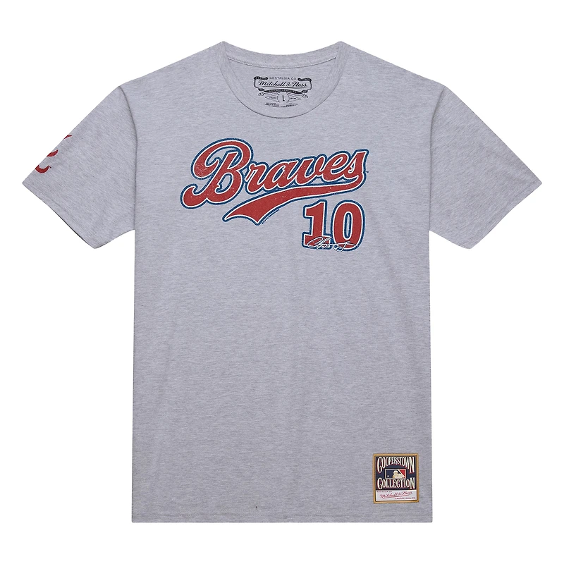 T-shirt de joueur la collection Cooperstown des Braves d'Atlanta gris chiné Mitchell & Ness Chipper Jones pour hommes