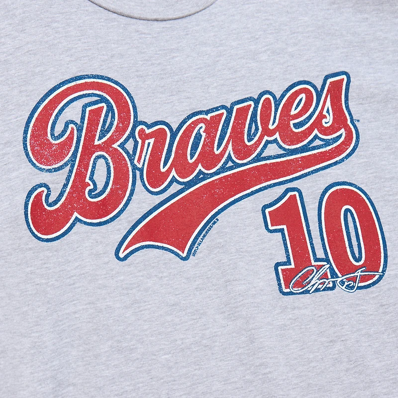 T-shirt de joueur la collection Cooperstown des Braves d'Atlanta gris chiné Mitchell & Ness Chipper Jones pour hommes