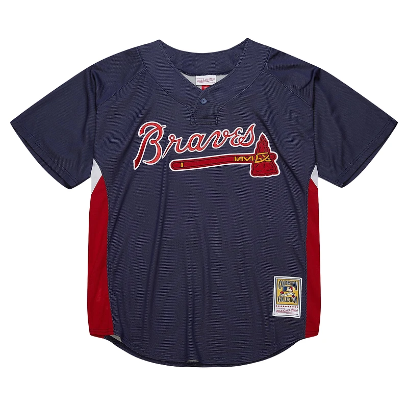 Maillot d'entraînement au bâton Mitchell & Ness Chipper Jones pour hommes, bleu marine, Atlanta Braves, collection Cooperstown 2007