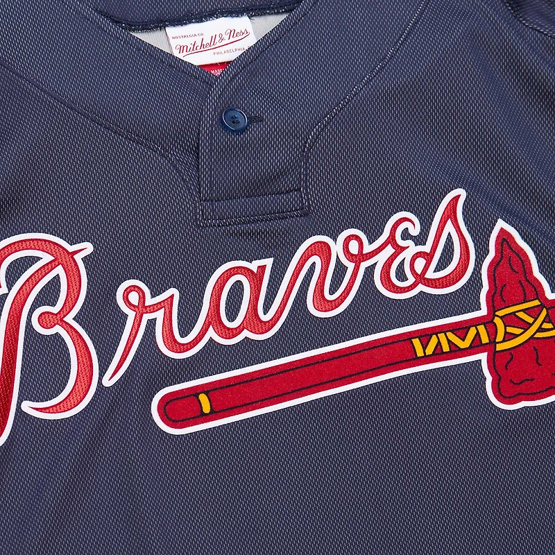 Maillot d'entraînement au bâton Mitchell & Ness Chipper Jones pour hommes, bleu marine, Atlanta Braves, collection Cooperstown 2007